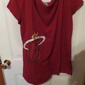 2X Ladies Miami Heat SS Burnout V-neck Worn Twice!
